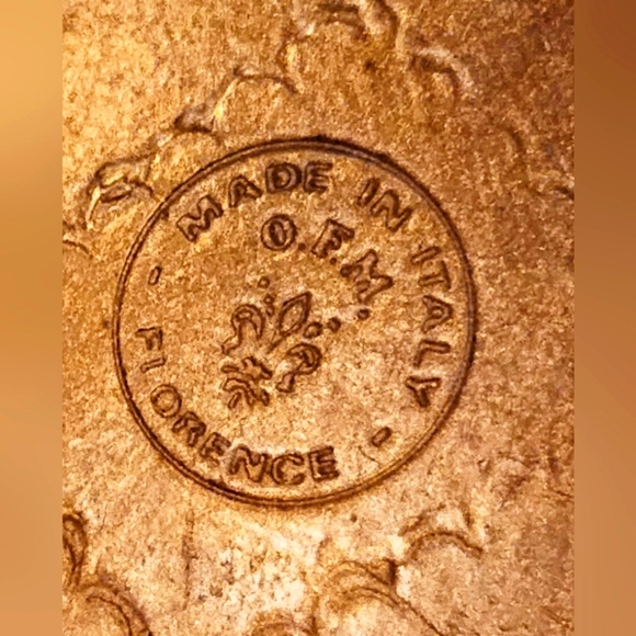 Florentine TRAY OFM Italy 10" PLASTIC Florence Apple Green Gold Vanity Drink EVC - Picture 2 of 6